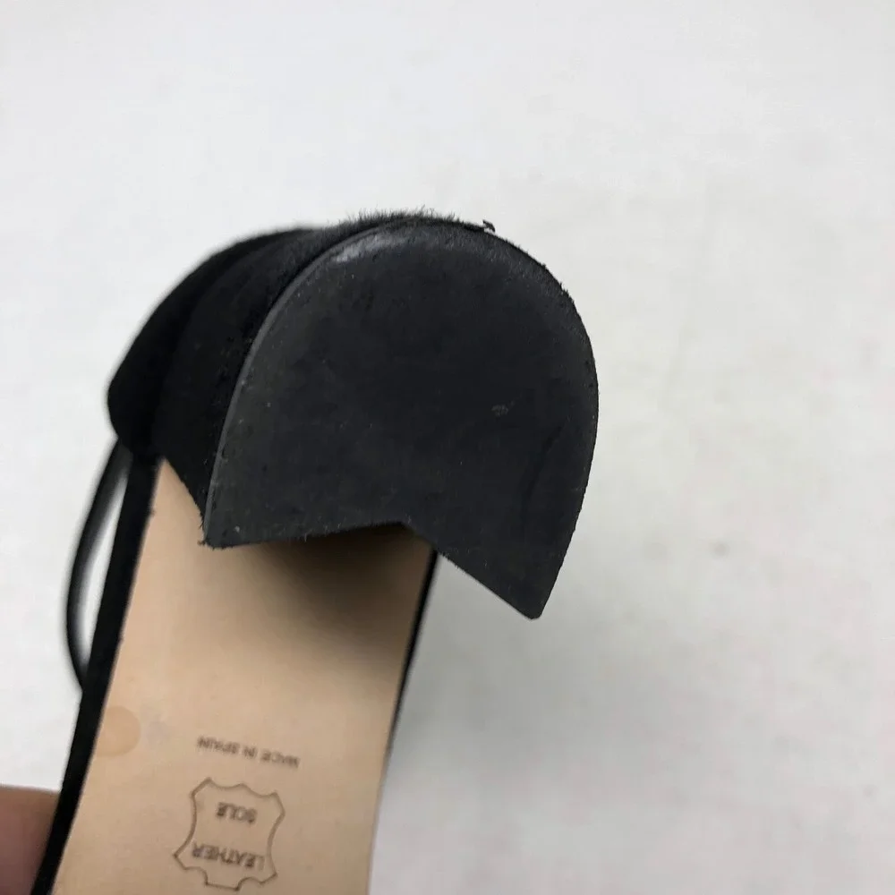 Stuart Weitzman Nearly Nude Strappy Block Heels Womens 9 Black Suede Going Out‎